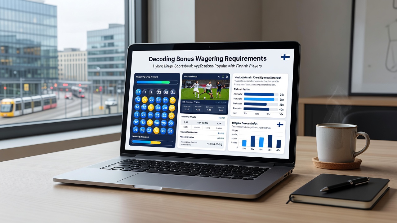 Detailed breakdown of wagering requirement calculations displayed within a hybrid gaming platform used by Finnish players